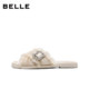 Belle resort-style straw slippers for women 2026 Xia Xin lightweight thin-soled rhinestone buckle slippers B3164BT6 pre-