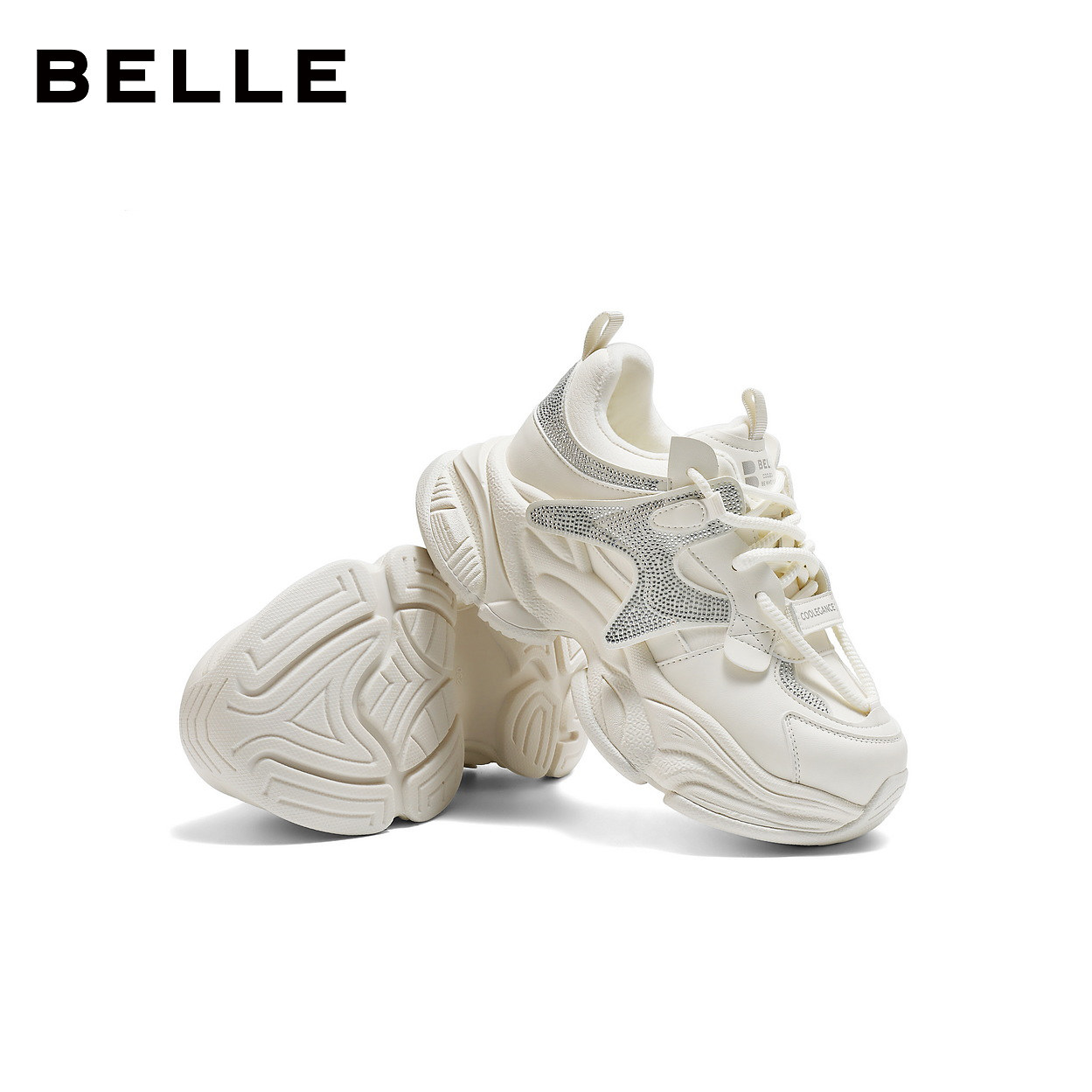 百丽精致水钻老爹鞋女2026春新商场同款厚底增高休闲鞋F3P1DAM6,淘宝优惠券,粉丝福利购,淘宝优惠卷