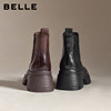 Belle plus velvet warm leather Chelsea boots women's winter cotton shoes thick-soled chimney short boots F2K1DDD5