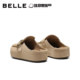 Belle Retro Textured Belt Buckle Birkenstock Shoes Women's 2026 Autumn New Thick Sole Heightening Casual Slippers B3174CH6 Pre-