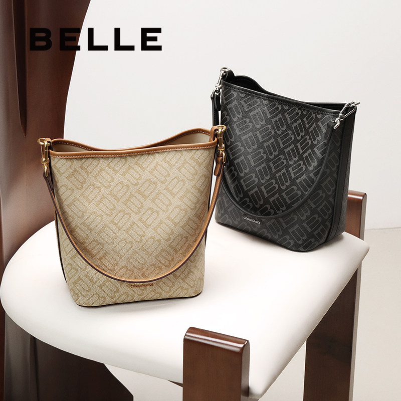 百丽包包女25新商场同款反绒麂皮通勤单肩斜挎菜篮子水桶包X7377,淘宝优惠券,粉丝福利购,淘宝优惠卷