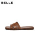 Belle women's shoes flat slippers 2026 summer new style horse leather can be worn outside beach slippers B3108BT6 pre-