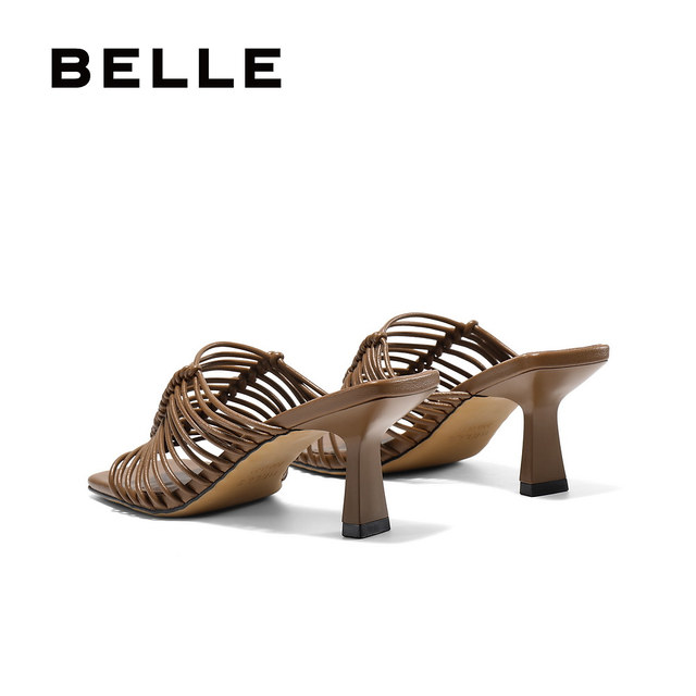 Belle women's shoes woven holiday style stiletto heel slippers new summer style can be worn outside slippers B2483BT5