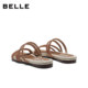 Belle holiday style woven casual slippers 2026 Xia Xin shopping mall style comfortable thin-soled slippers F4Z1DBT6