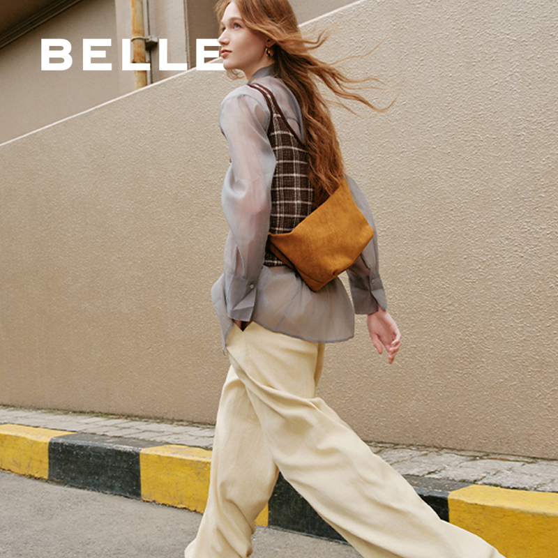 百丽包包女秋季新款绒面绗缝通勤单肩斜挎包小方包BL852CX5,淘宝优惠券,粉丝福利购,淘宝优惠卷