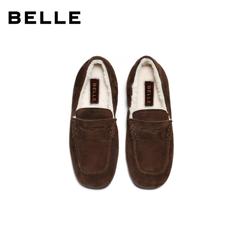 百丽肉桂卷复古乐福棉鞋女2026新款加绒毛毛雪地靴单鞋B3019AM6,淘宝优惠券,粉丝福利购,淘宝优惠卷