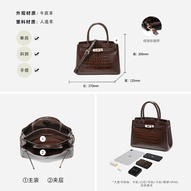 Belle Crocodile Large Capacity Birkin Bag