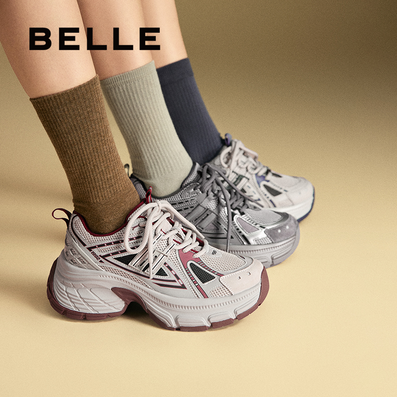 明星同款百丽蓝鲸新款复古老爹鞋保暖运动鞋厚底休闲鞋子D2K1DAM5