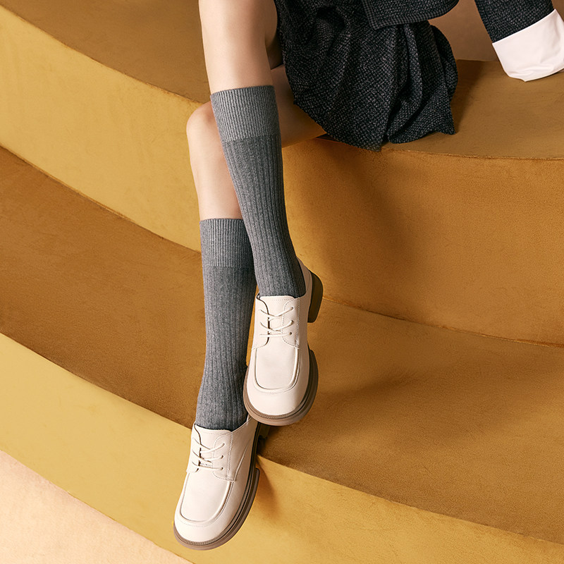 百丽2023春季新款商场黑色牛津鞋 百丽牛津鞋/布洛克鞋/德比鞋