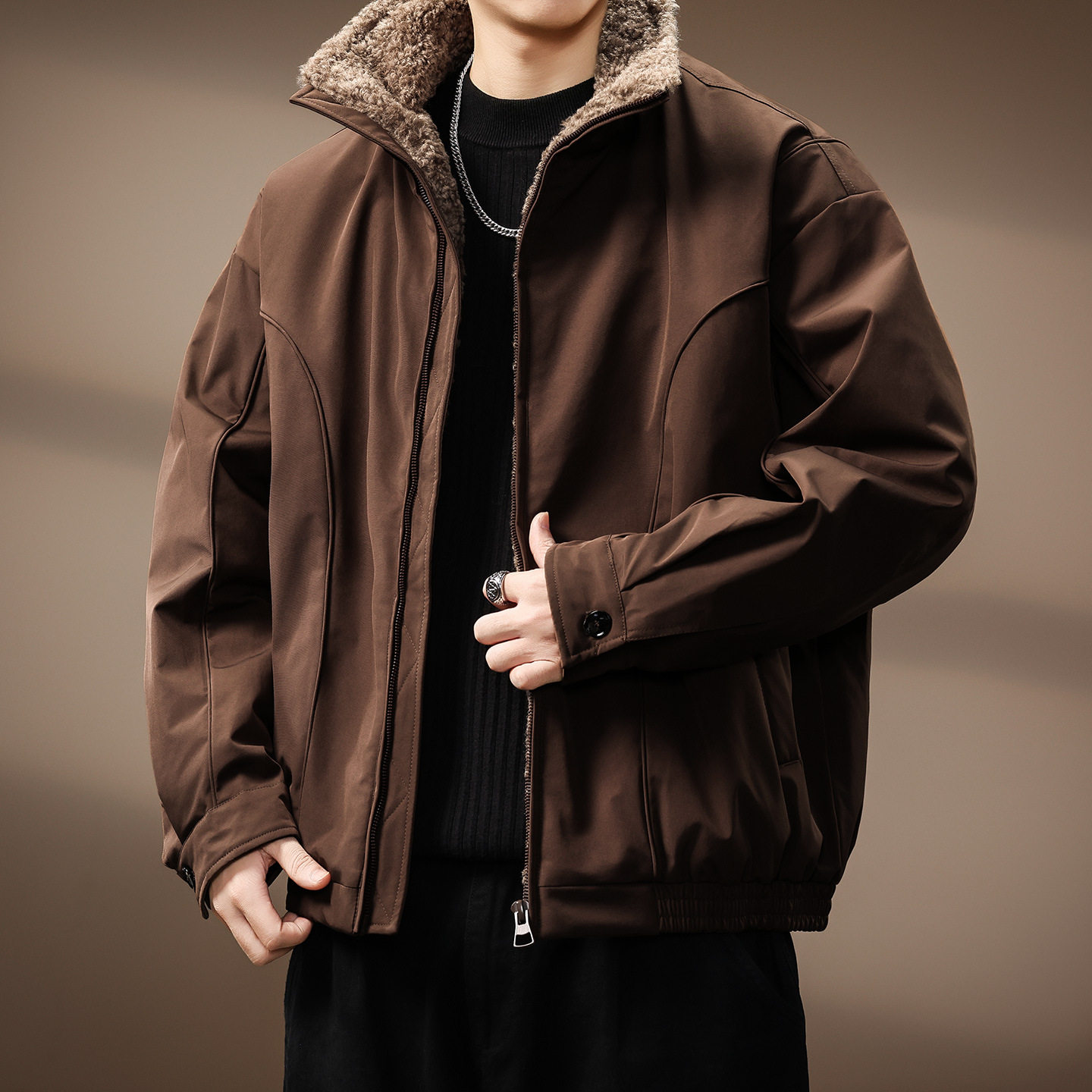 高端座山雕羊羔绒飞行员羽绒服男士冬季新款重磅保暖工装夹克外套,淘宝优惠券,粉丝福利购,淘宝优惠卷