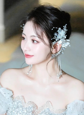 新娘耳挂式耳环婚纱结婚挂耳耳饰
