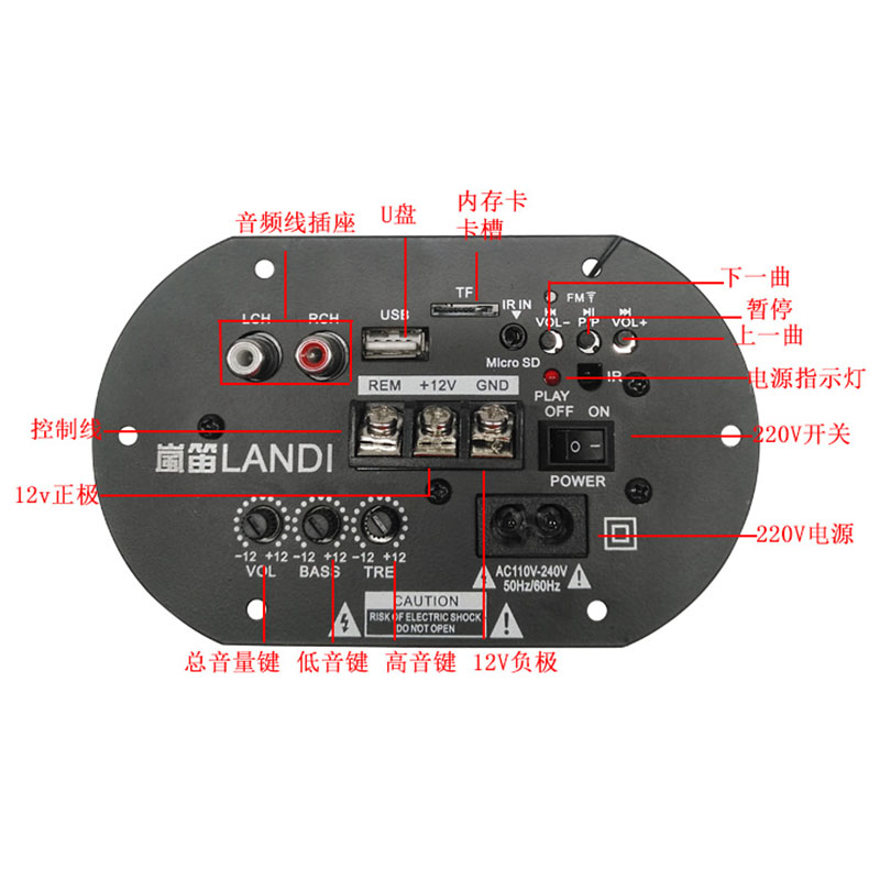 车载低音炮蓝牙功放板大功率音箱主板音响线路板12v220v通用610寸-图0