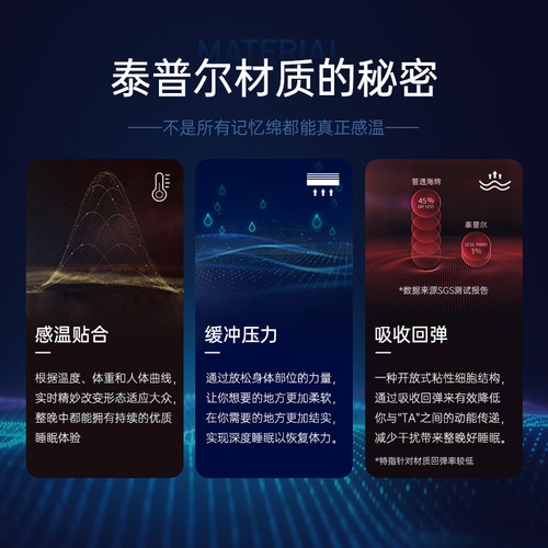 TEMPUR泰普尔进口记忆棉居家靠垫舒适坐垫蓝色护腰支撑车载办公室 - 图3