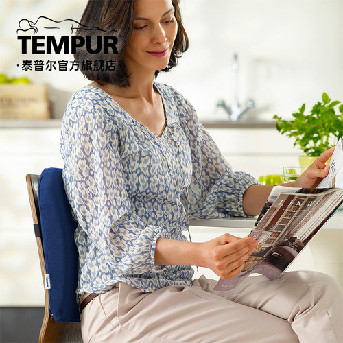 TEMPUR泰普尔进口记忆棉居家靠垫舒适坐垫蓝色护腰支撑车载办公室 - 图0