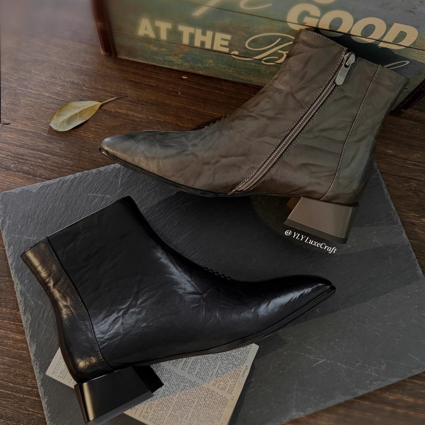 短靴女冬季新款粗跟灰色时尚百搭低跟方头时装靴大码女鞋H158-279,淘宝优惠券,粉丝福利购,淘宝优惠卷