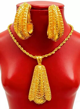 中东迪拜饰品项链耳环铜首饰印度婚礼晚宴简约Jewelry 东南亚配饰