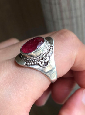 搜十女925纯银复古戒指