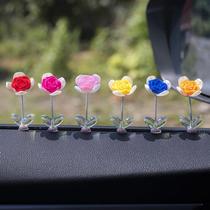 Car middle control bench spring pendulum with car four-leaf grass rose decoration healing system on-board ecstasy small swing piece