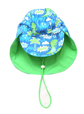 男女宝宝卡通透气护耳护颈海边防晒游泳帽儿童防紫外线沙滩遮阳帽