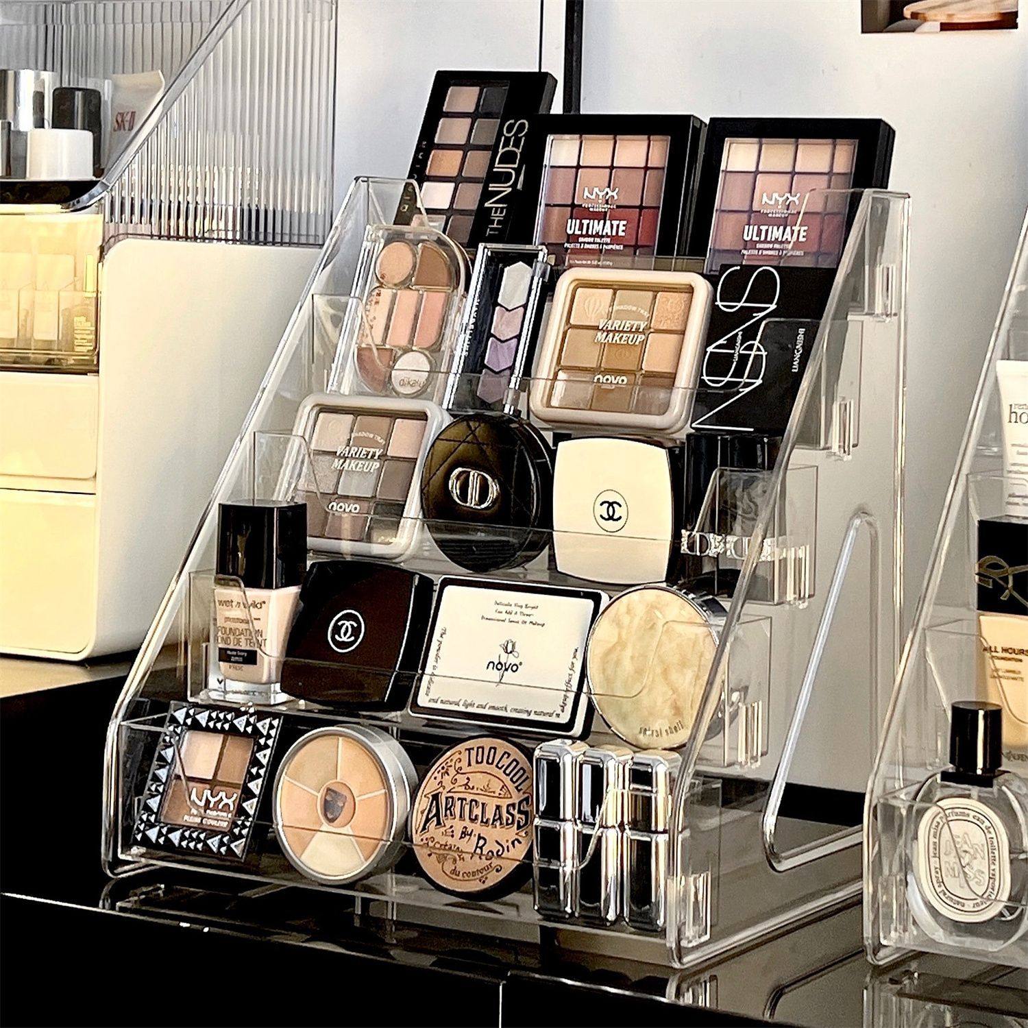 化妆品收纳盒桌面高级感亚克力阶梯架梳妆台护肤品眼影口红置物架,淘宝优惠券,粉丝福利购,淘宝优惠卷