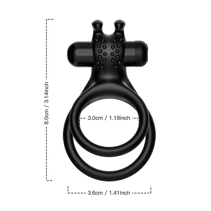 震动兔头双环锁经环 硅胶物理 延迟男用 男女夫妻共振外贸USK-C09 - 图0