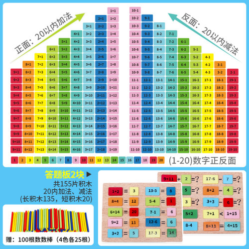 儿童数学算术教具小学幼儿园数数棒小棒内加减法算数教具神器
