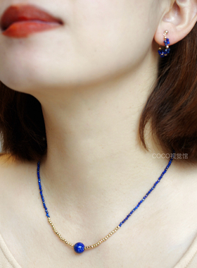 天然青金石项链女款锁骨链小众设计感高级轻奢气质颈链