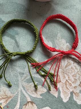 琳儿手工编织手链女款本命年红绳闺蜜礼物饰品绿色可定制情侣手绳