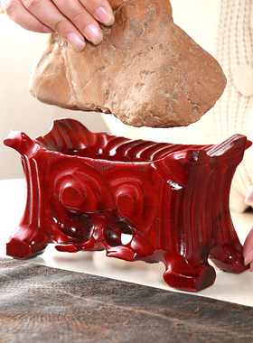 小号盆景工艺品佛像实木底座奇石