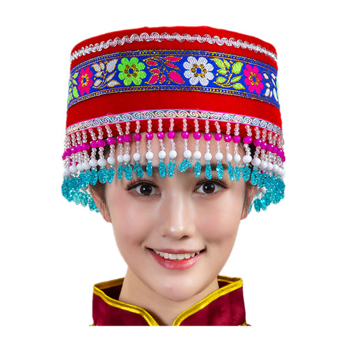 新款云南贵州苗族少数民族头饰湘西土家族壮族表演女舞蹈演出帽子 - 图3