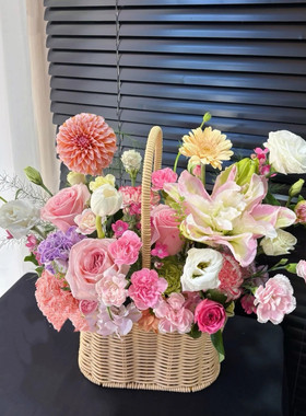 仿藤编纯手工手提花篮新款园艺插花花篮花束鲜花编织篮森系田园