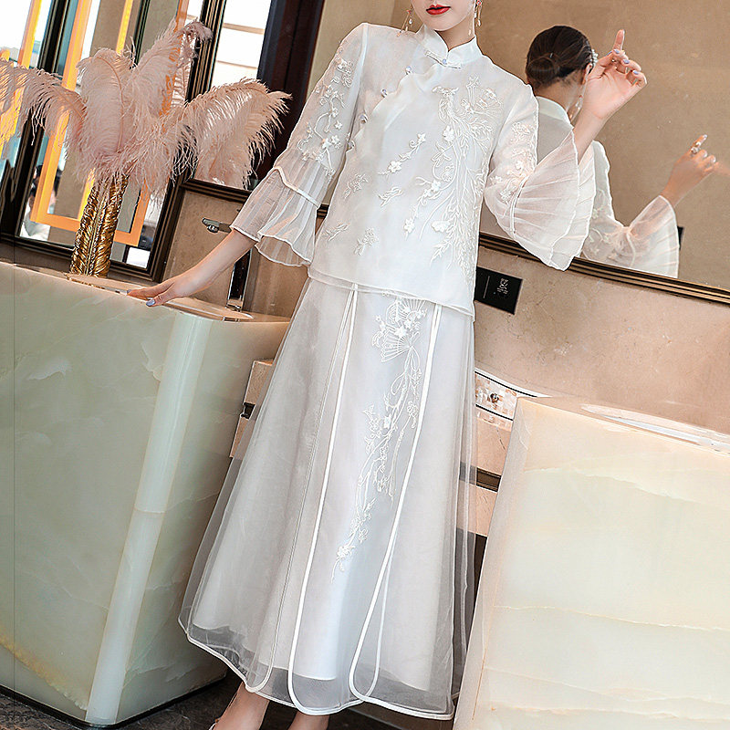 唐装女中国风新式旗袍年轻款夏季复古禅意茶服仙气中式盘扣上衣女 - 图0