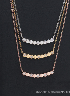 韩版几何简约六边形手镯微镶锆石随意搭女式小清新手环热款