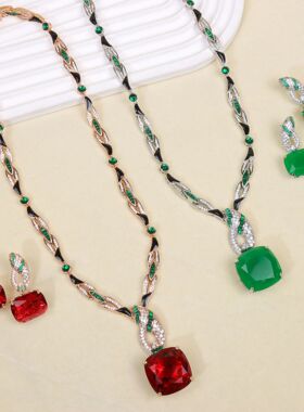 跨境时尚几何设计造型套装轻奢个性百搭艺术文艺感女士项链饰品女