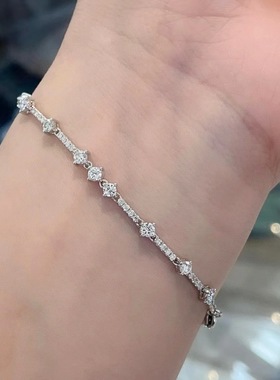 S925纯银 单钻排钻手链简约小号单排钻大小钻轻奢百搭高级感手链