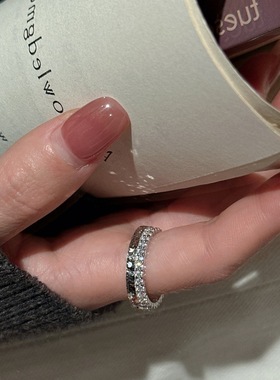S925纯银韩版小众设计感碎冰冰简约锆石戒指韩系基础款闪爆指环