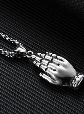 复古掌心佛项链个性大日如来佛祖吊坠百搭潮男配饰国风毛衣链