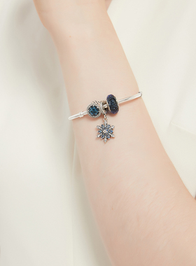 潘家风格纯银雪花吊饰复古银饰品