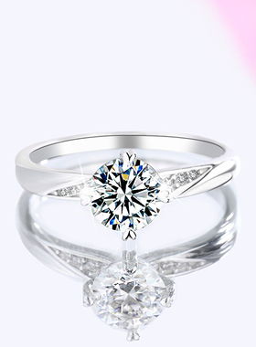 莫桑石求婚对戒情侣戒指纯银一对