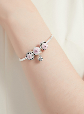 潘家珐琅手串三生三世纯银木兰花