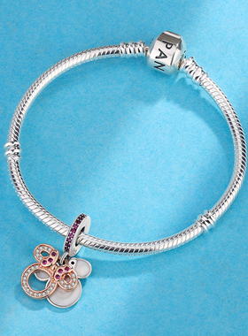 S925纯银米妮吊坠diy饰品串珠女