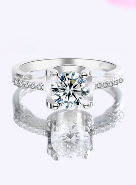 正品女S925银戒指莫桑钻求婚结婚