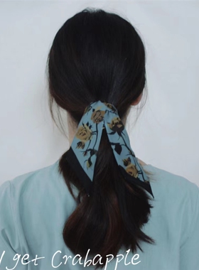 玫瑰丝巾复古法式油画女四季发带