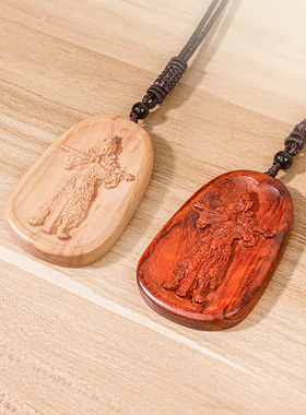 韦陀菩萨吊坠伽蓝护法天尊木质