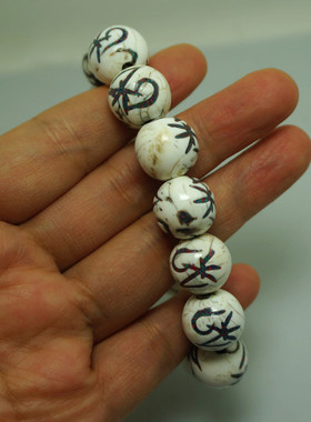 尼泊尔手工镶嵌彩石嗡字海螺手串