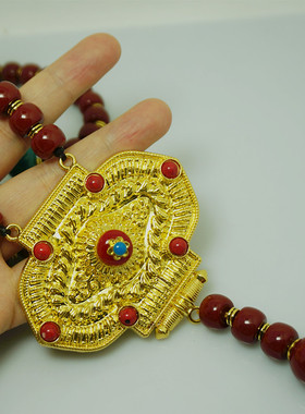 牛血红树脂仿珊瑚项链藏装毛衣链