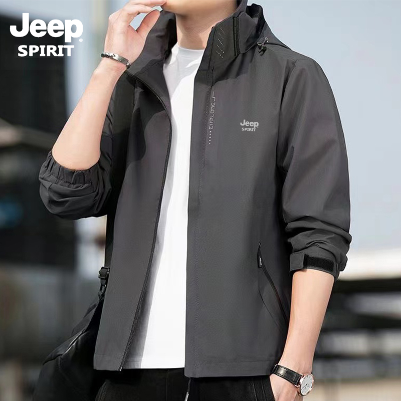 JEEP纯色户外冲锋夹克上衣男2023春秋季三合一登山服运动休闲外套