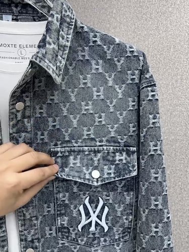 新品美式牛仔外套男士百搭痞帅工装春秋夹克提花休闲潮流翻领衬衫 - 图0