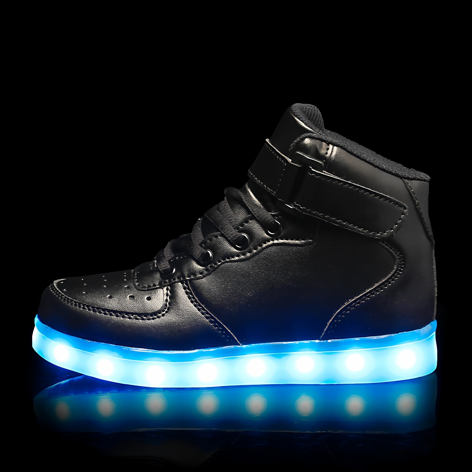 七彩灯鞋USB充电鬼步舞鞋男女跳舞鞋运动板鞋高帮夜光LED发光鞋,淘宝优惠券,粉丝福利购,淘宝优惠卷