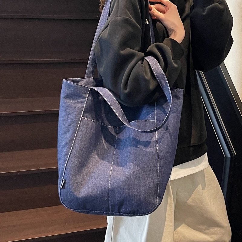 韩版牛仔托特包包女大容量休闲百搭通勤包学生上课单肩手提帆布袋,淘宝优惠券,粉丝福利购,淘宝优惠卷